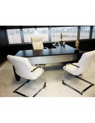 Кресло DILE BOSS WHITE для руководителя, кожаное