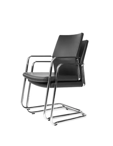 Кресло PROFIM MY TURN 21VN CHROME-O на полозьях, для посетителей, кожаное