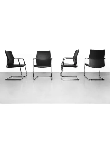 Кресло PROFIM MY TURN 21VN CHROME-O на полозьях, для посетителей, кожаное