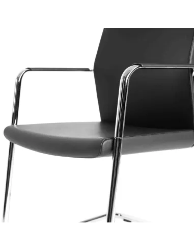 Кресло PROFIM MY TURN 21VN CHROME-O на полозьях, для посетителей, кожаное