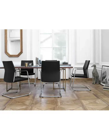 Кресло PROFIM MY TURN 21VN CHROME-O на полозьях, для посетителей, кожаное