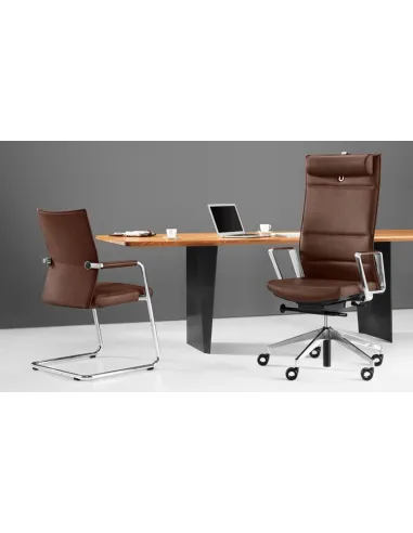 Кресло GIRSBERGER DIAGON EXECUTIVE для посетителя, кожаное, на полозьях